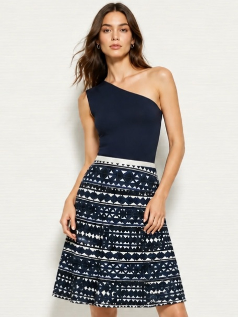 J CREW Knife Pleated Skirt Printed Blue Black Mini